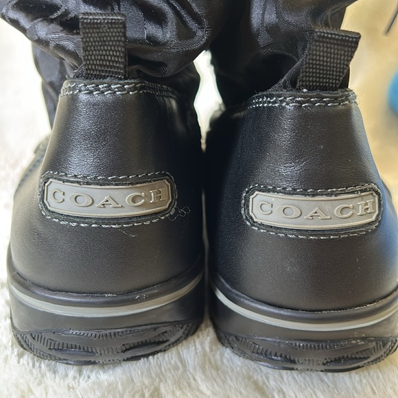 COACH SHAINE SIGNATURE WOMENS BOOTS WINTER RAIN SNOW BLACK LACE UP FLEECE LINED - Picture 9 of 10